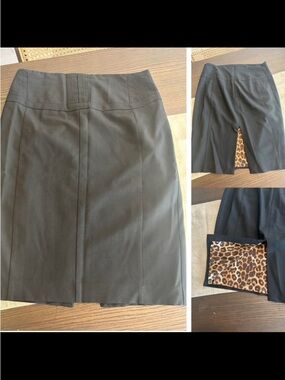 Express Black Pencil Skirt with Leopard Inner Panel Express Design Studio